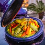 vegetable dish in ceramic cooking pot