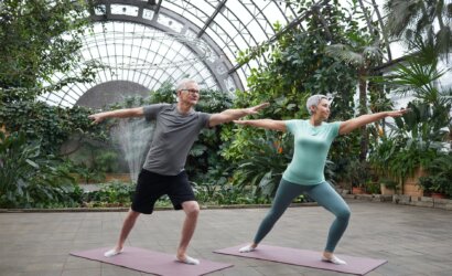 couple practicing yoga