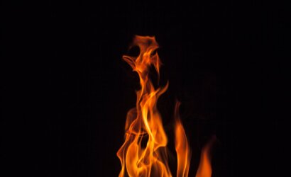 closeup photo of fire during night time